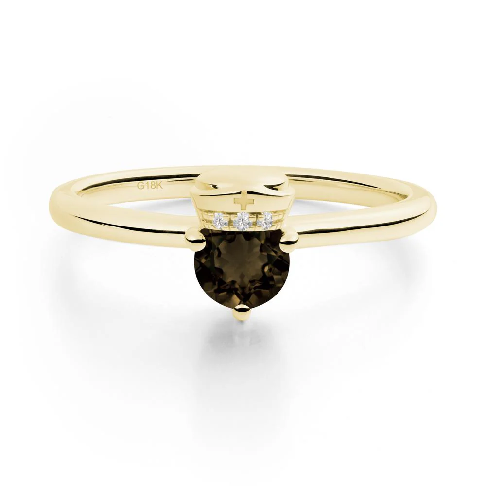 Cap Inspired Round Smoky Quartz Ring - Image 3