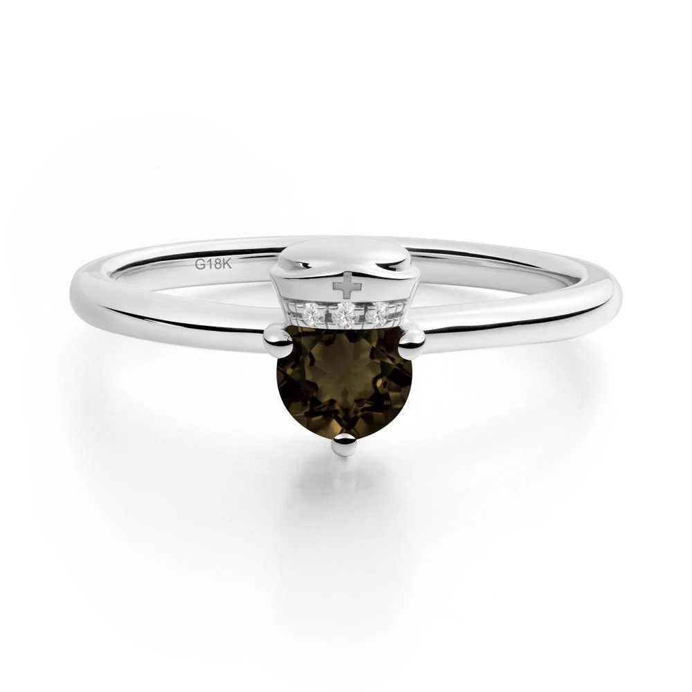 Cap Inspired Round Smoky Quartz Ring - Image 4