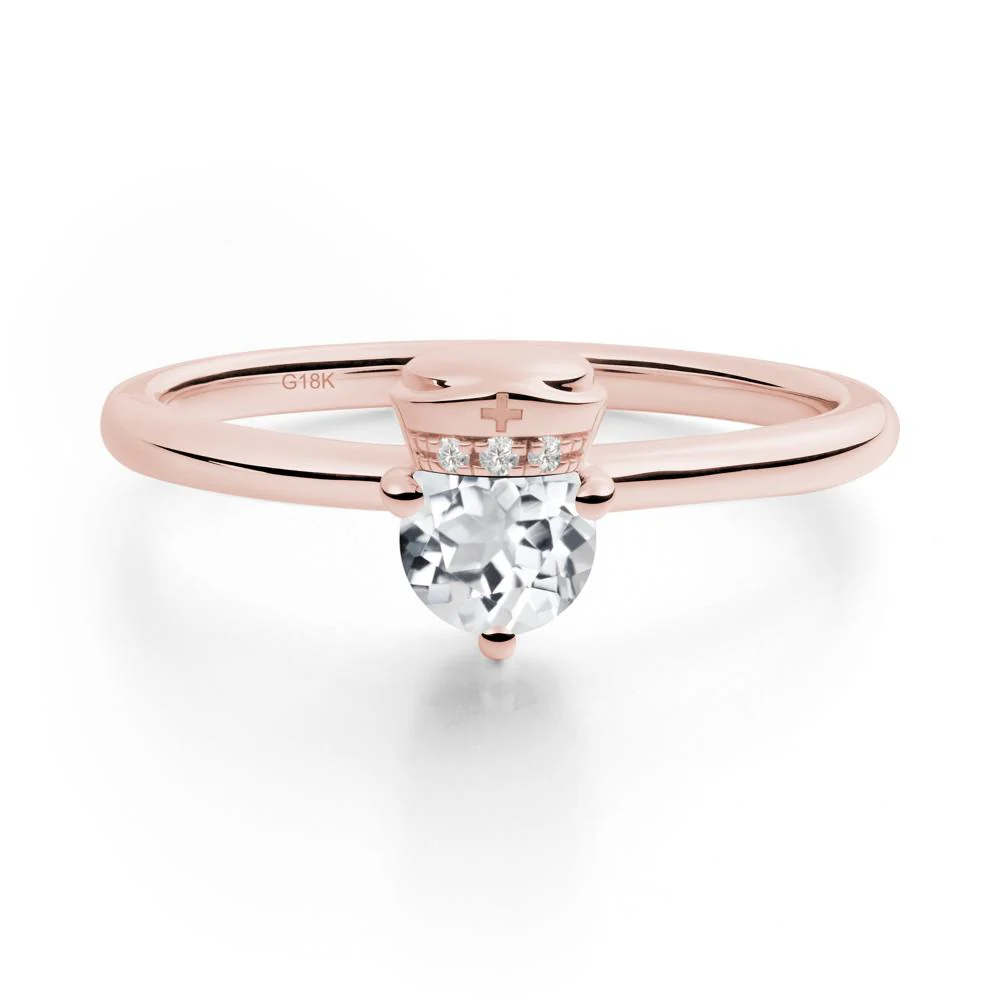 Cap Inspired Round White Topaz Ring - Image 4