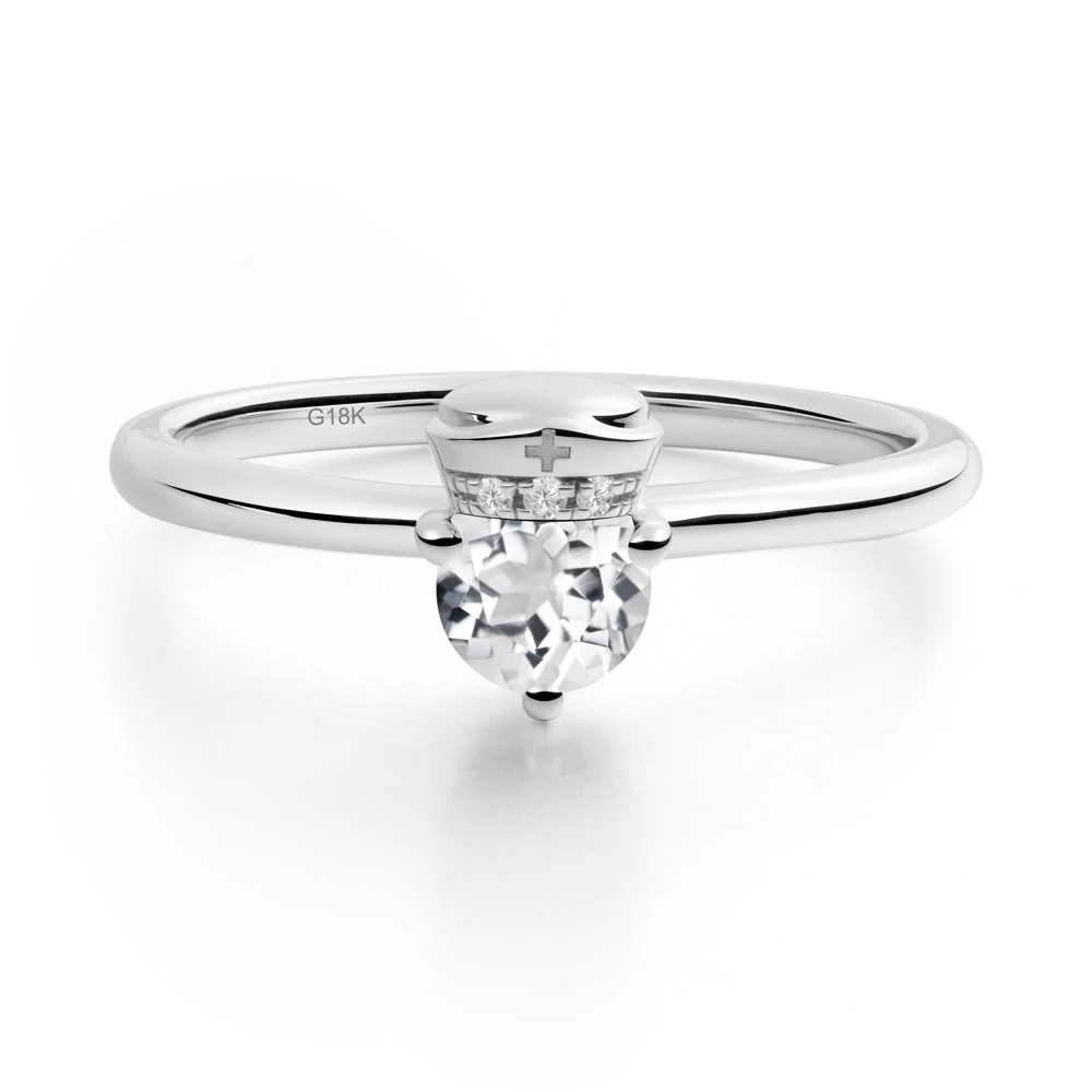 Cap Inspired Round White Topaz Ring - Image 7