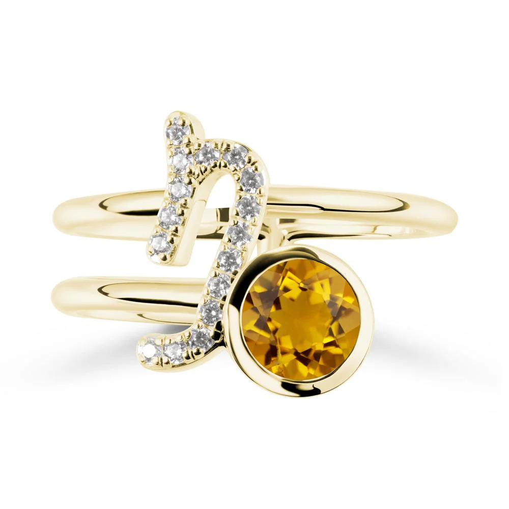Capricorn Zodiac Round Citrine Ring - Image 7