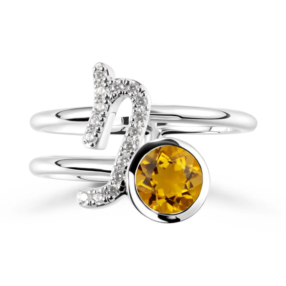 Capricorn Zodiac Round Citrine Ring - Image 9