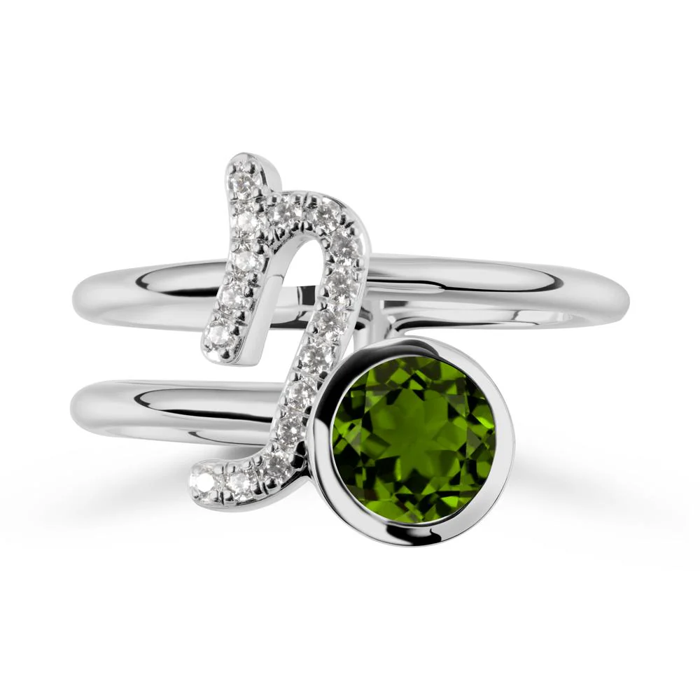 Capricorn Zodiac Round Diopside Ring