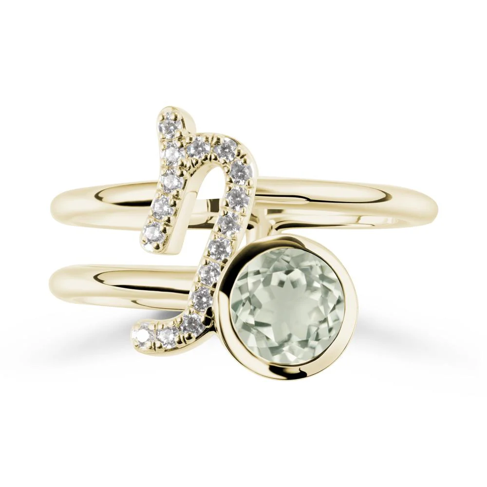 Capricorn Zodiac Round Green Amethyst Ring - Image 4