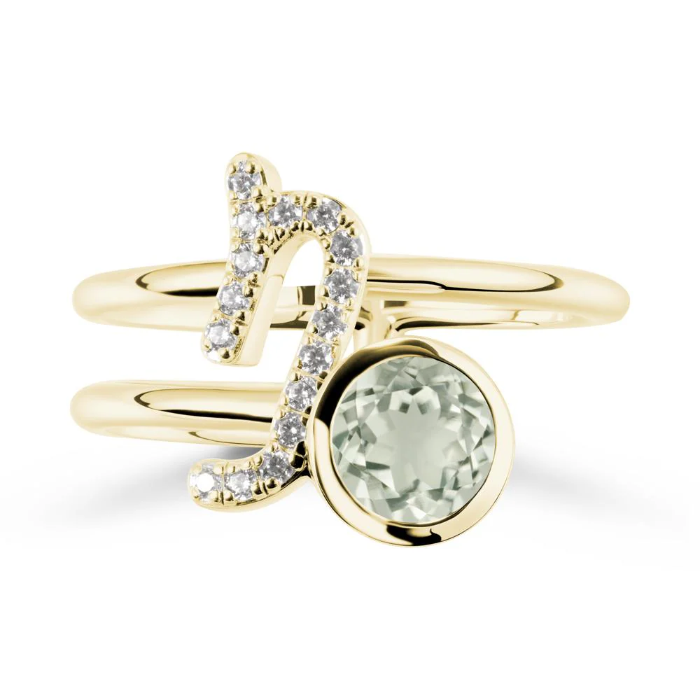 Capricorn Zodiac Round Green Amethyst Ring - Image 7