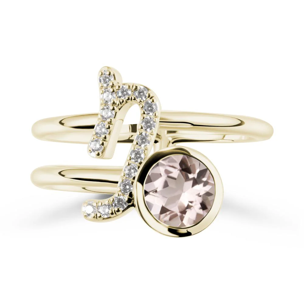 Capricorn Zodiac Round Morganite Ring - Image 4