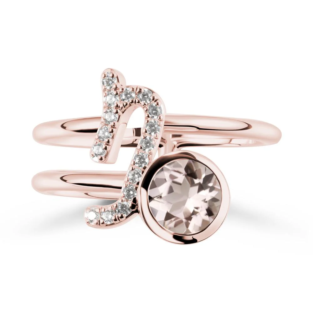 Capricorn Zodiac Round Morganite Ring - Image 5