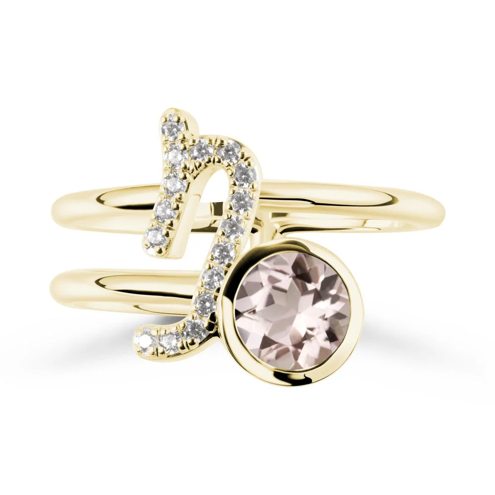 Capricorn Zodiac Round Morganite Ring - Image 7