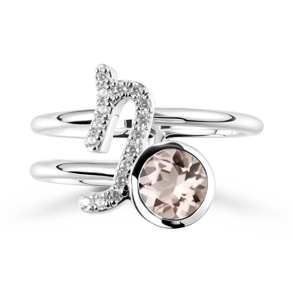 Capricorn Zodiac Round Morganite Ring - Image 9