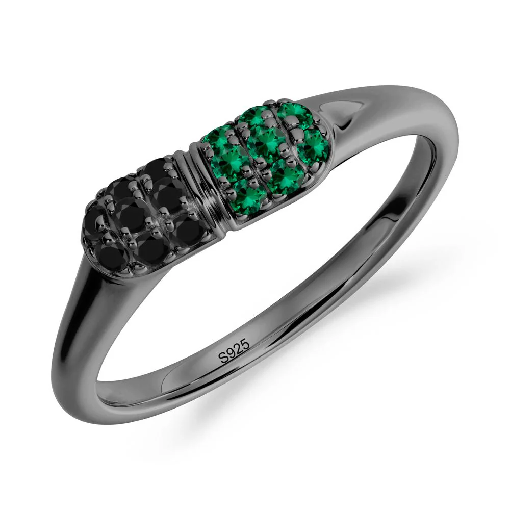 Capsule Inspired Cluster Black Spinel and Emerald Ring - Image 7