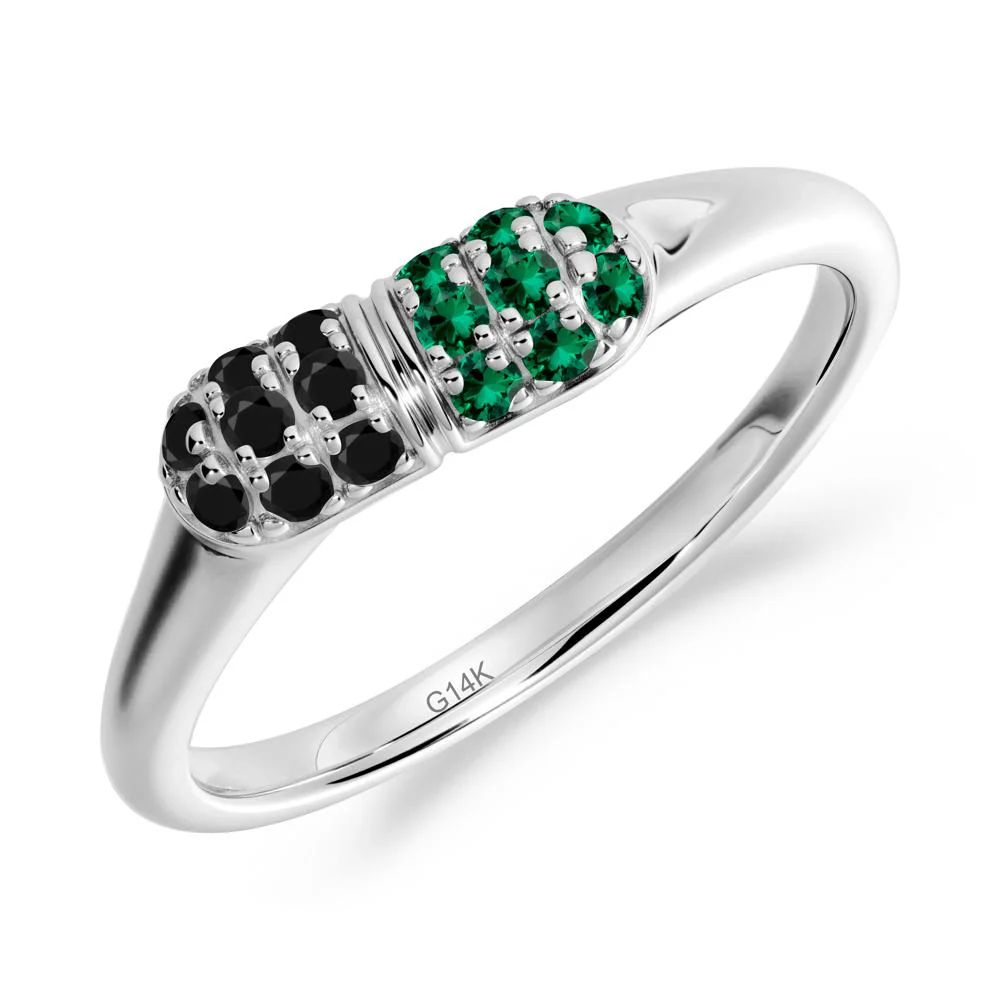 Capsule Inspired Cluster Black Spinel and Emerald Ring - Image 9