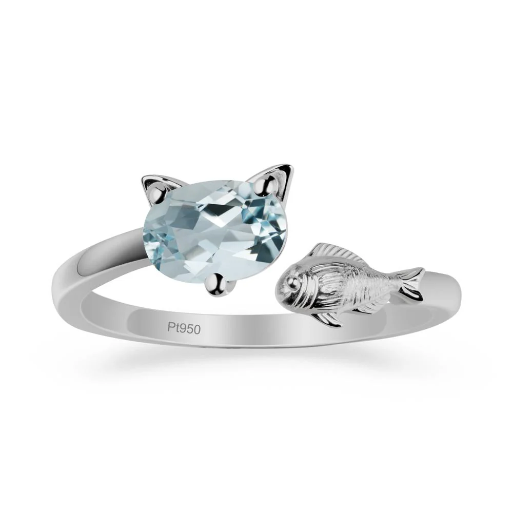 Cat and Fish Aquamarine Open Ring - Image 8