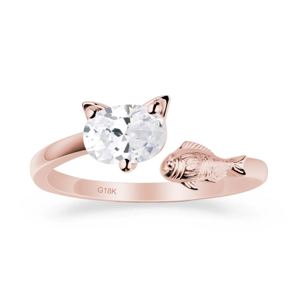 Cat and Fish Cubic Zirconia Open Ring - Image 5