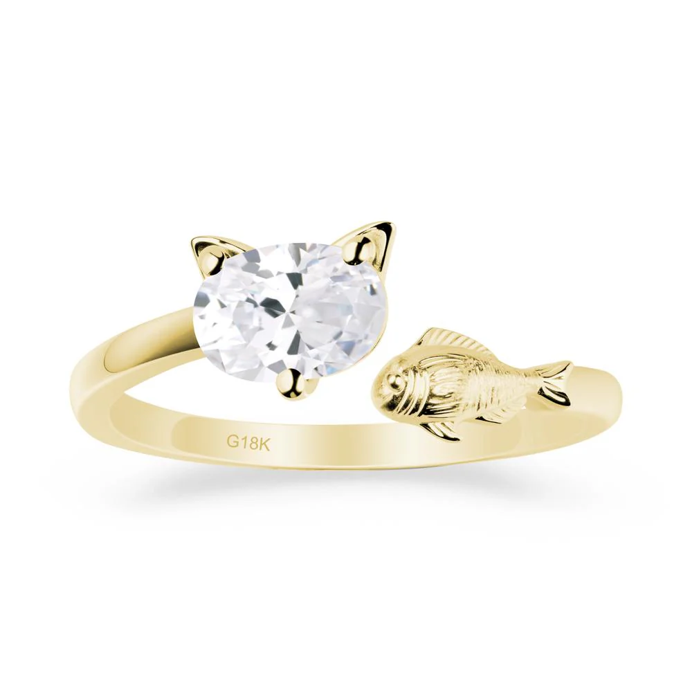 Cat and Fish Cubic Zirconia Open Ring - Image 7