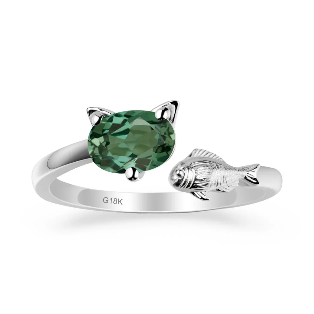 Cat and Fish Green Sapphire Open Ring - Image 5