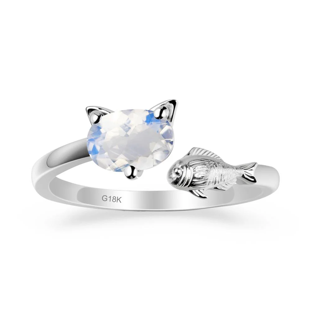 Cat and Fish Moonstone Bypass Ring - Image 5