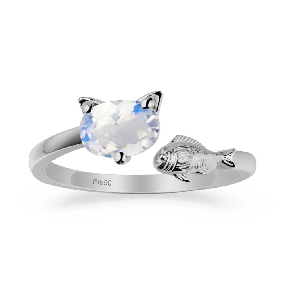 Cat and Fish Moonstone Bypass Ring - Image 8