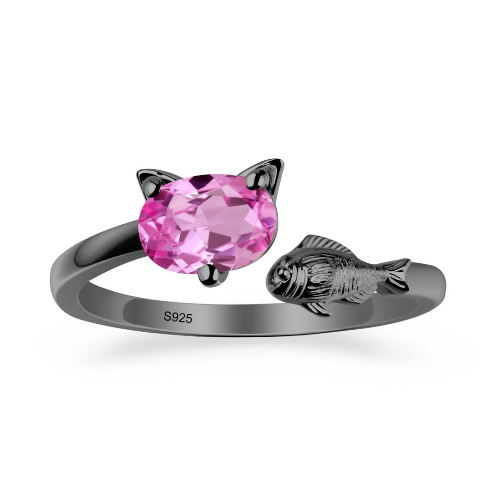 Cat and Fish Pink Sapphire Bypass Ring - Image 7