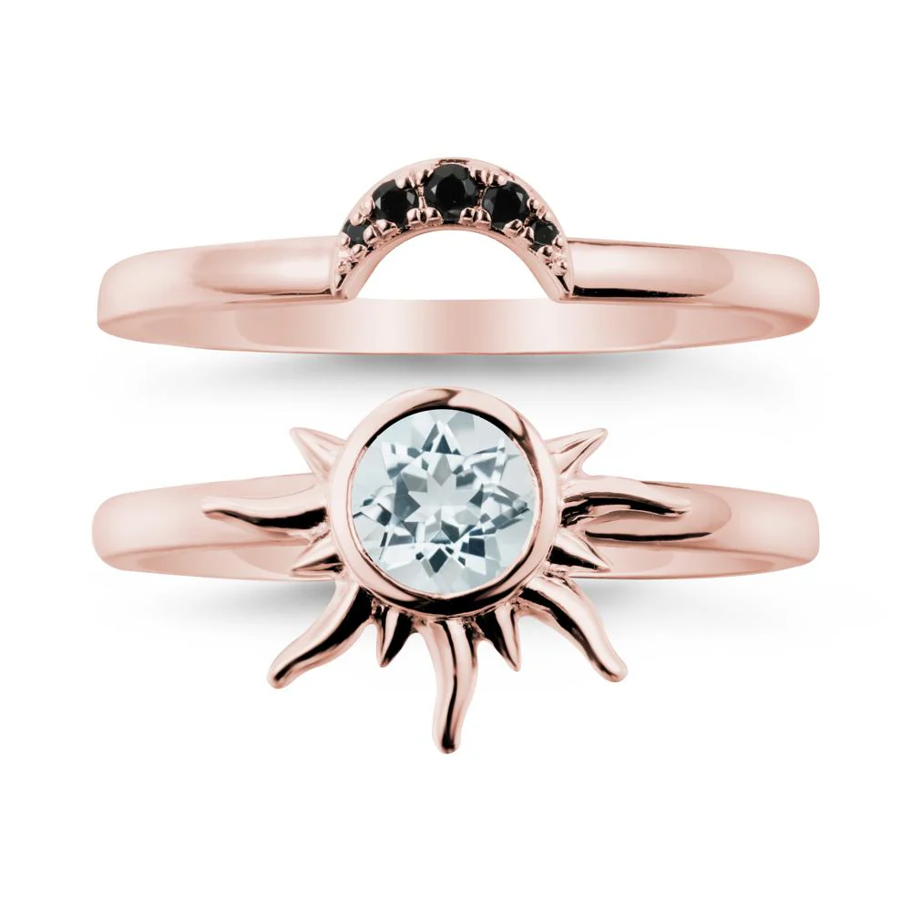 Celestial Aquamarine Sun Ring Set - Image 4