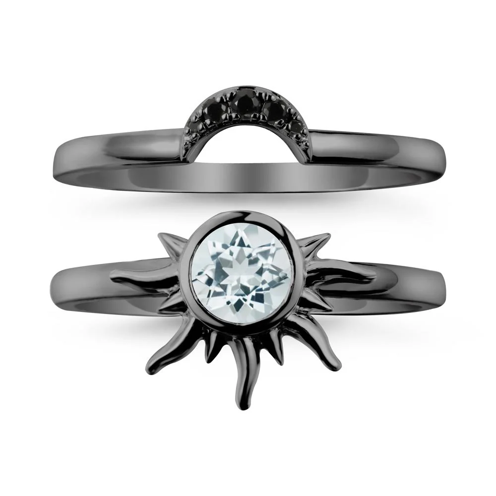 Celestial Aquamarine Sun Ring Set - Image 7