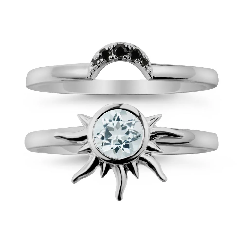 Celestial Aquamarine Sun Ring Set - Image 8