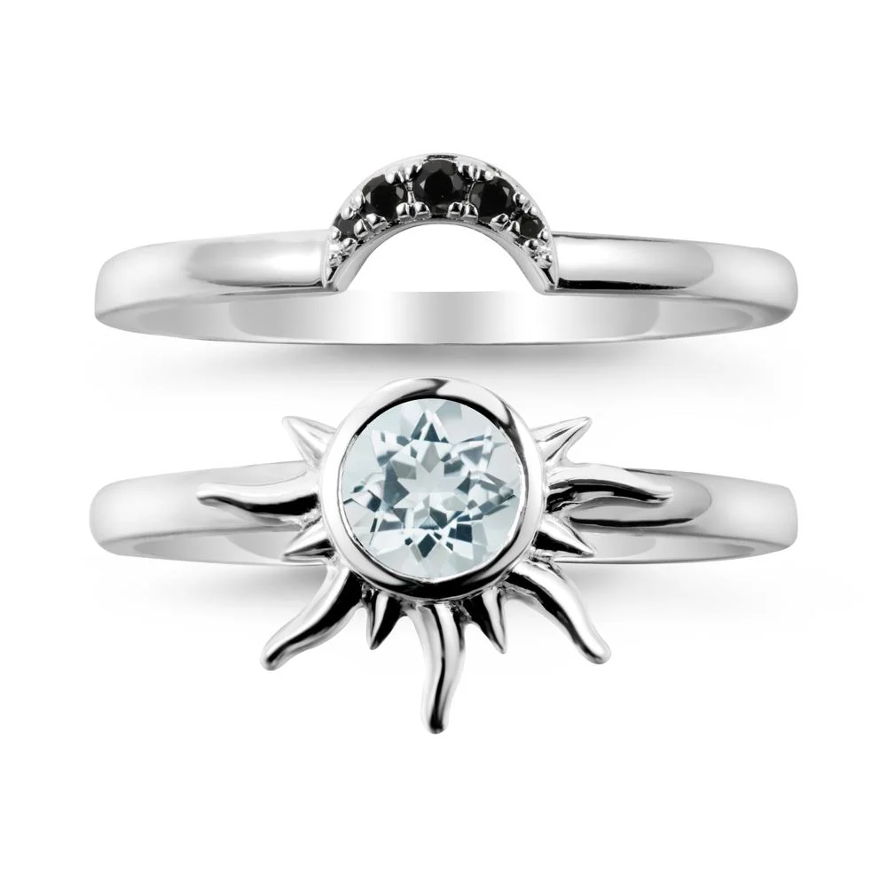 Celestial Aquamarine Sun Ring Set - Image 9