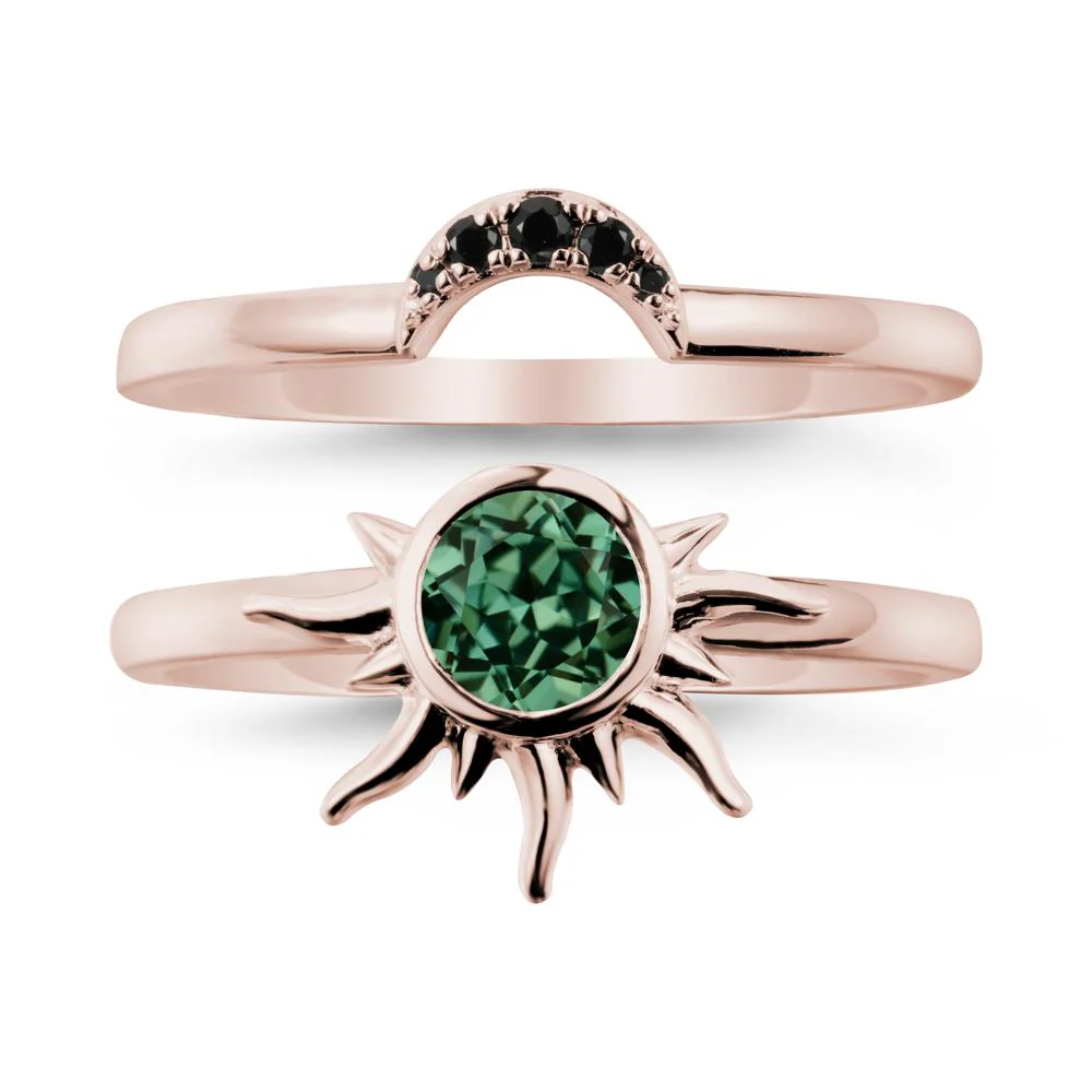 Celestial Green Sapphire Sun Ring Set
