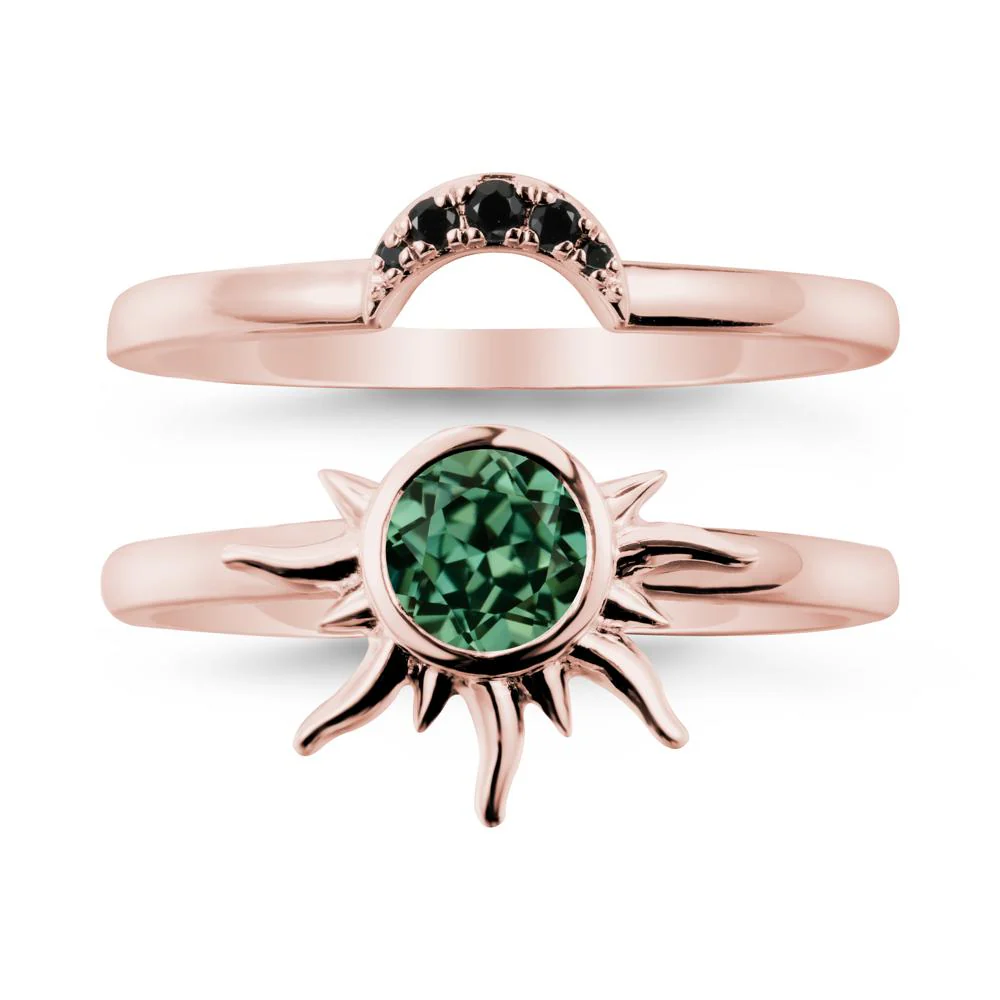 Celestial Green Sapphire Sun Ring Set - Image 4