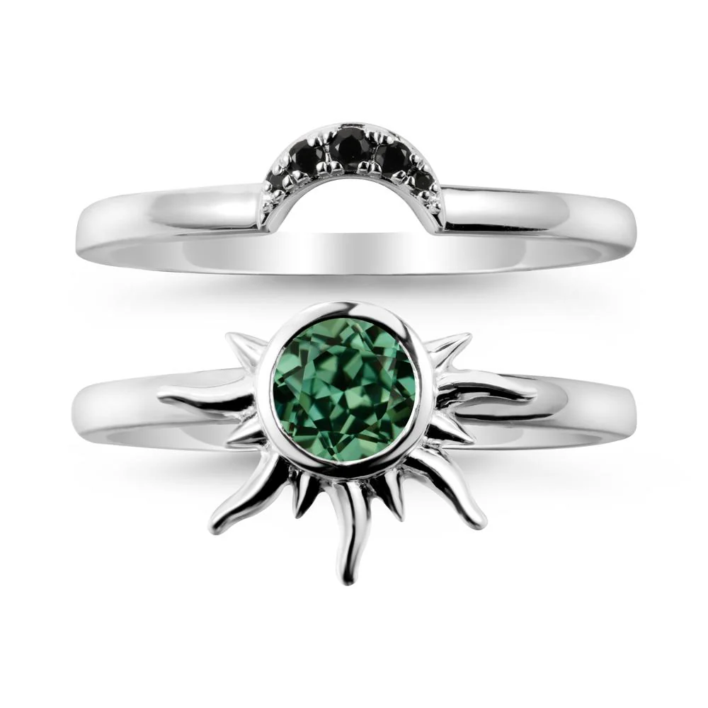 Celestial Green Sapphire Sun Ring Set - Image 5
