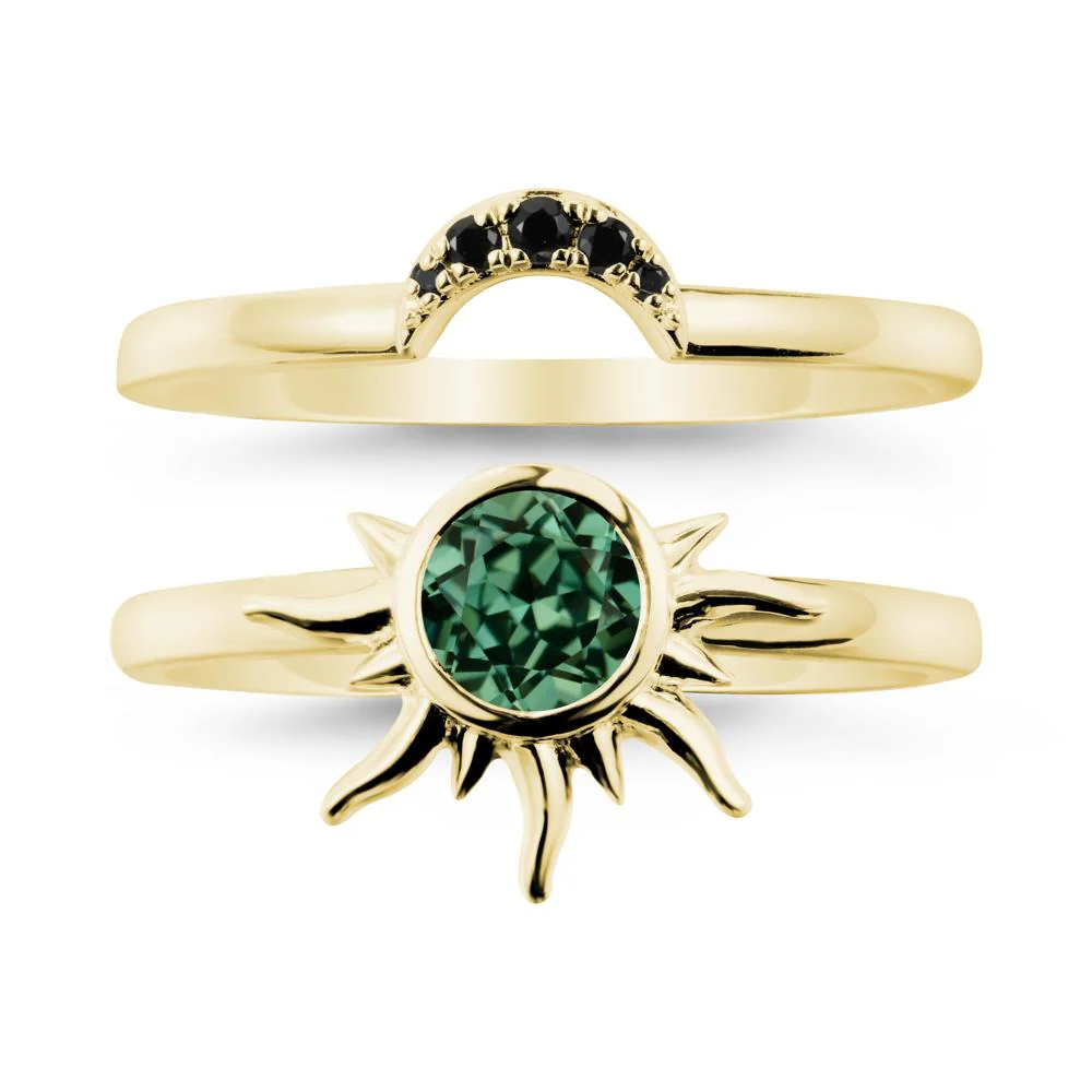 Celestial Green Sapphire Sun Ring Set - Image 6