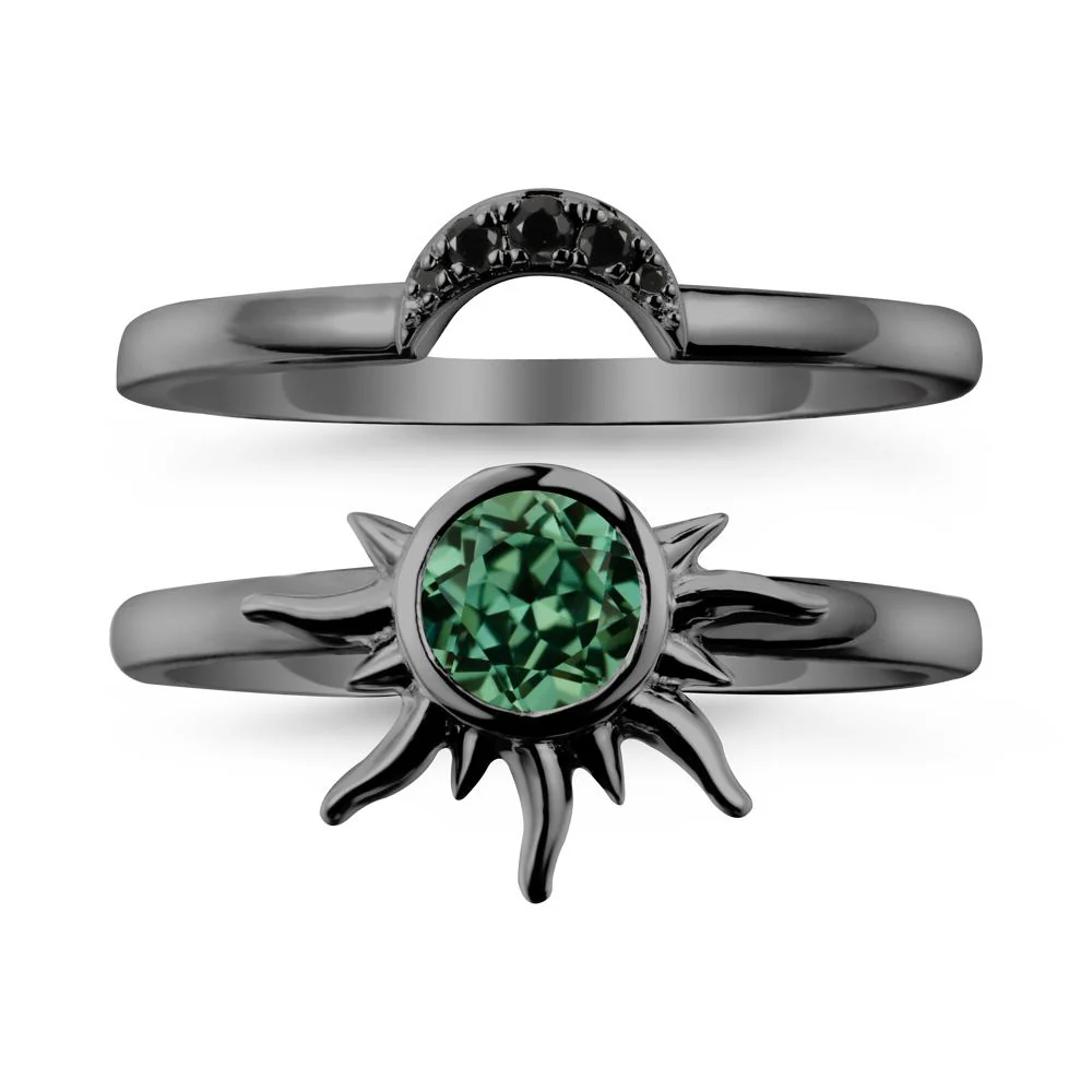 Celestial Green Sapphire Sun Ring Set - Image 7
