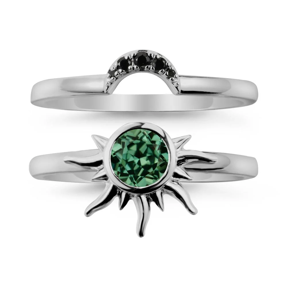 Celestial Green Sapphire Sun Ring Set - Image 8
