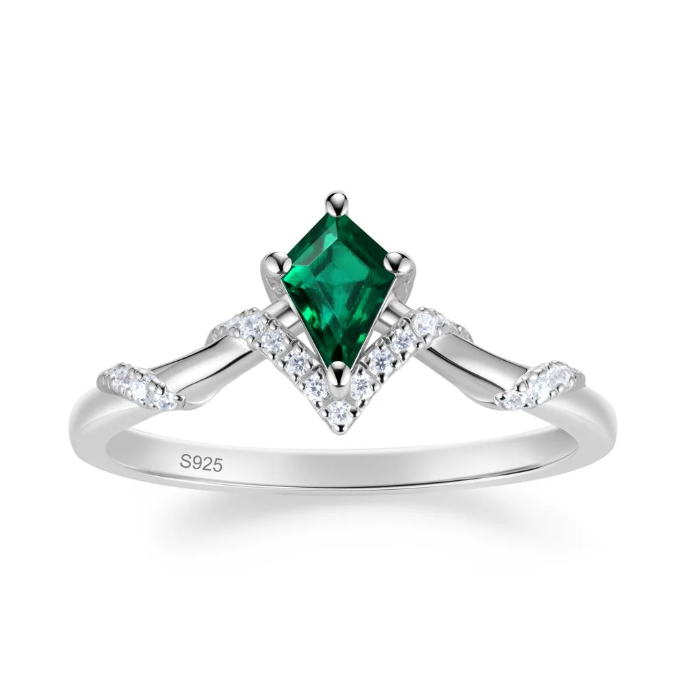 Celestial Kite Cut Emerald Promise Ring - Image 7