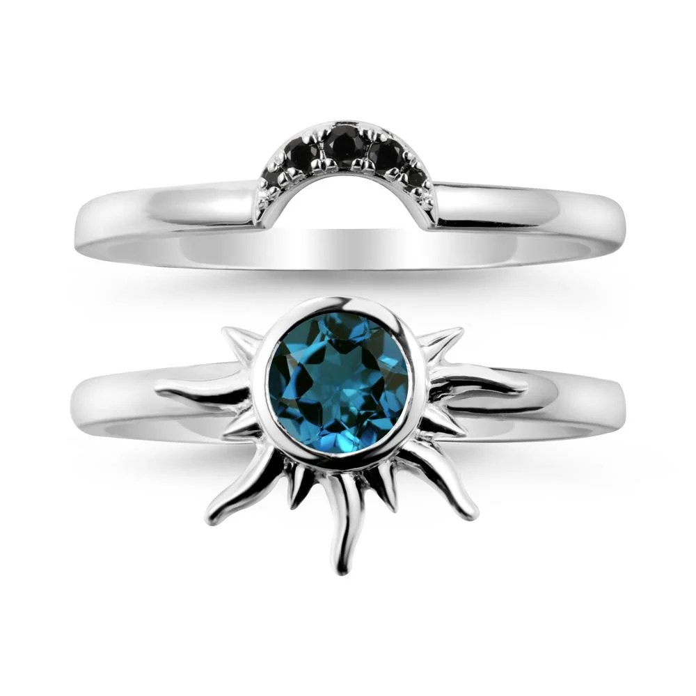 Celestial London Blue Topaz Sun Ring Set - Image 2