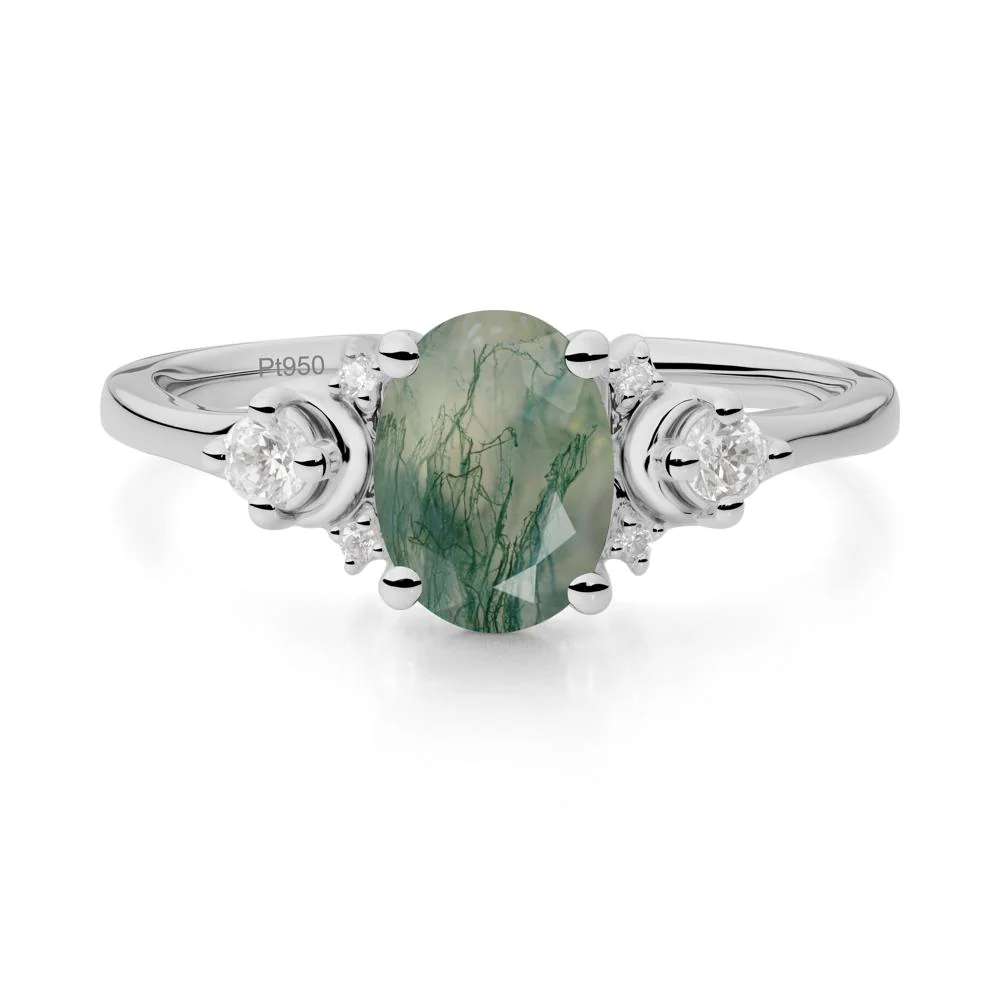 Celestial Oval Moss Agate Ring