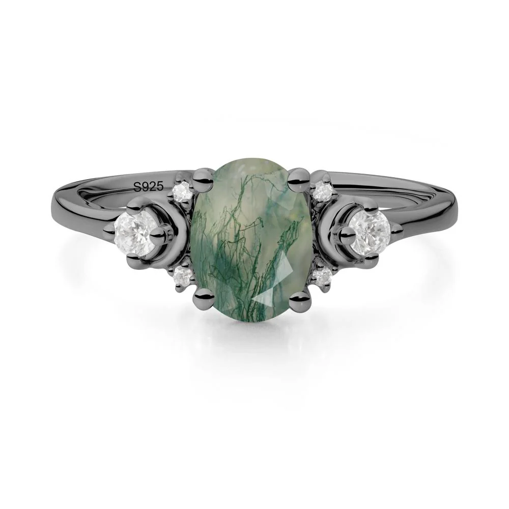 Celestial Oval Moss Agate Ring - Image 4