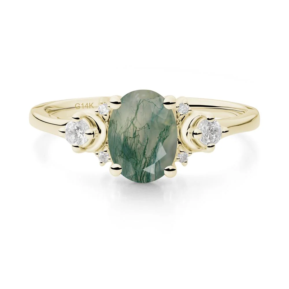 Celestial Oval Moss Agate Ring - Image 6