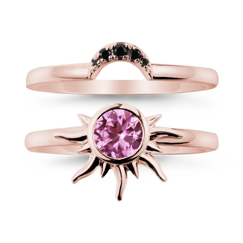 Celestial Pink Sapphire Sun Ring Set - Image 4