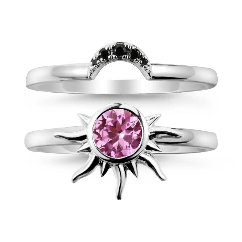 Celestial Pink Sapphire Sun Ring Set - Image 9