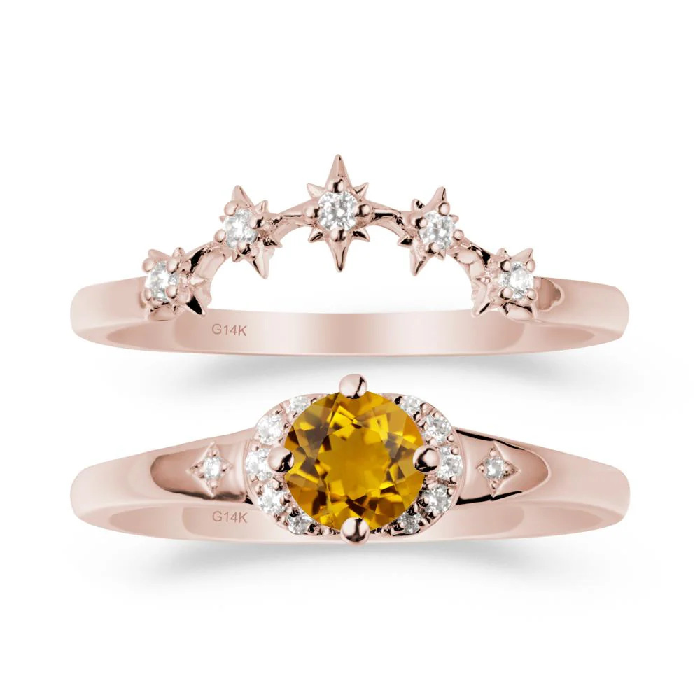 Celestial Round Citrine Ring Set