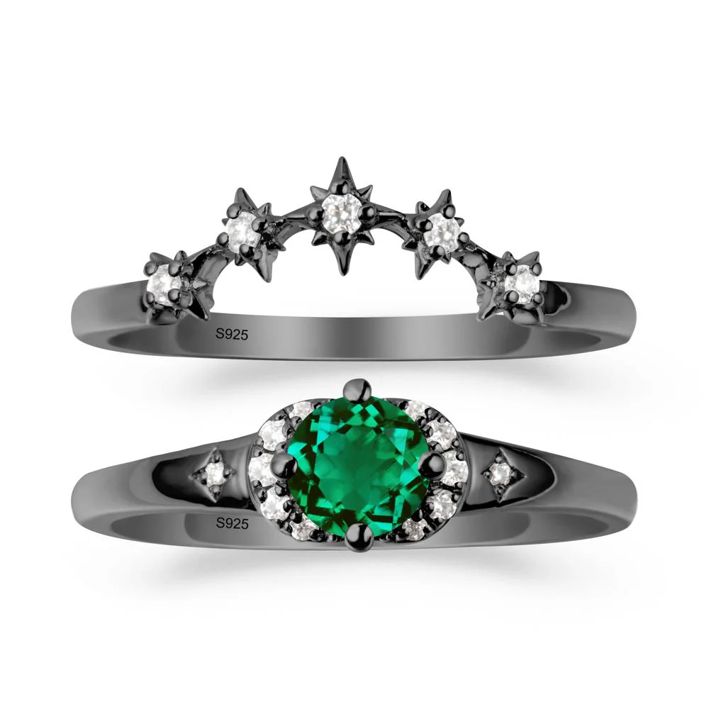 Celestial Round Emerald Ring Set - Image 7
