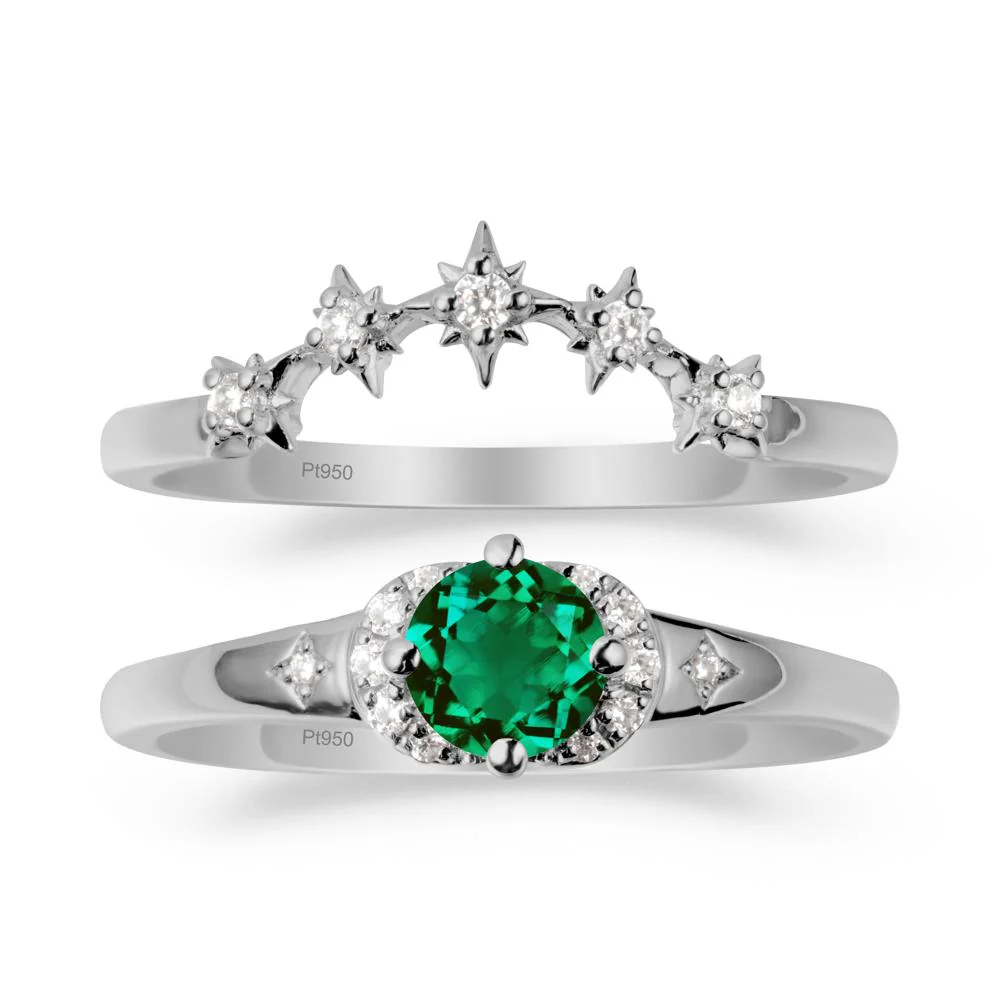 Celestial Round Emerald Ring Set - Image 8