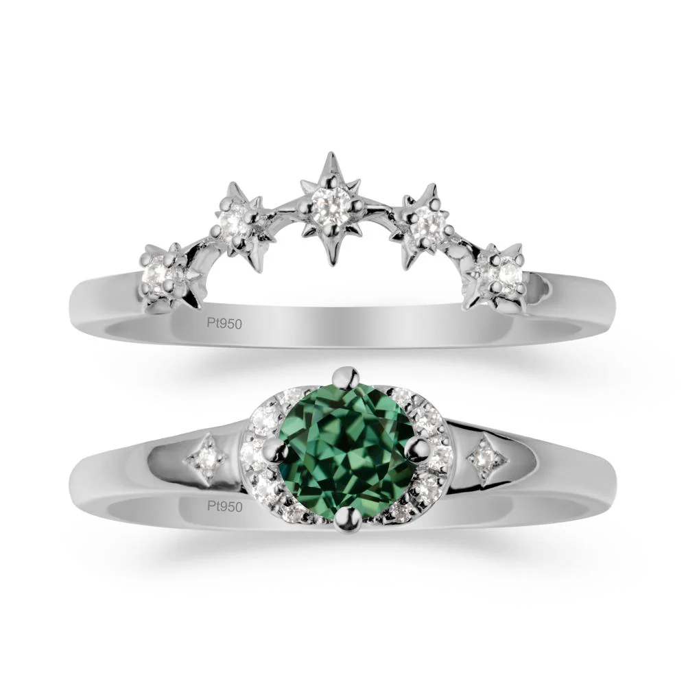 Celestial Round Green Sapphire Ring Set - Image 8