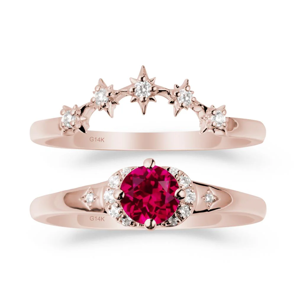 Celestial Round Ruby Ring Set