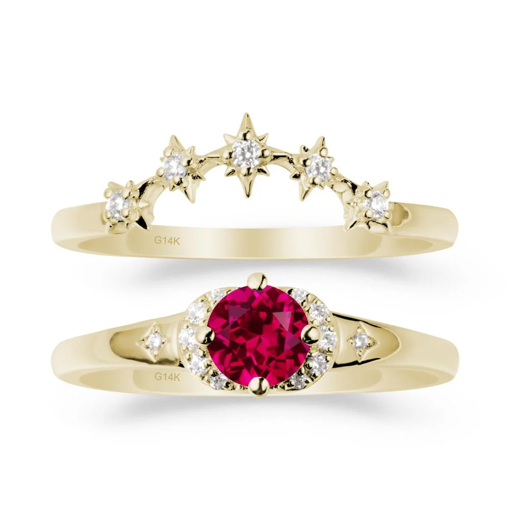 Celestial Round Ruby Ring Set - Image 3
