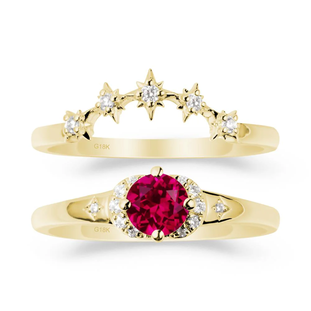 Celestial Round Ruby Ring Set - Image 6