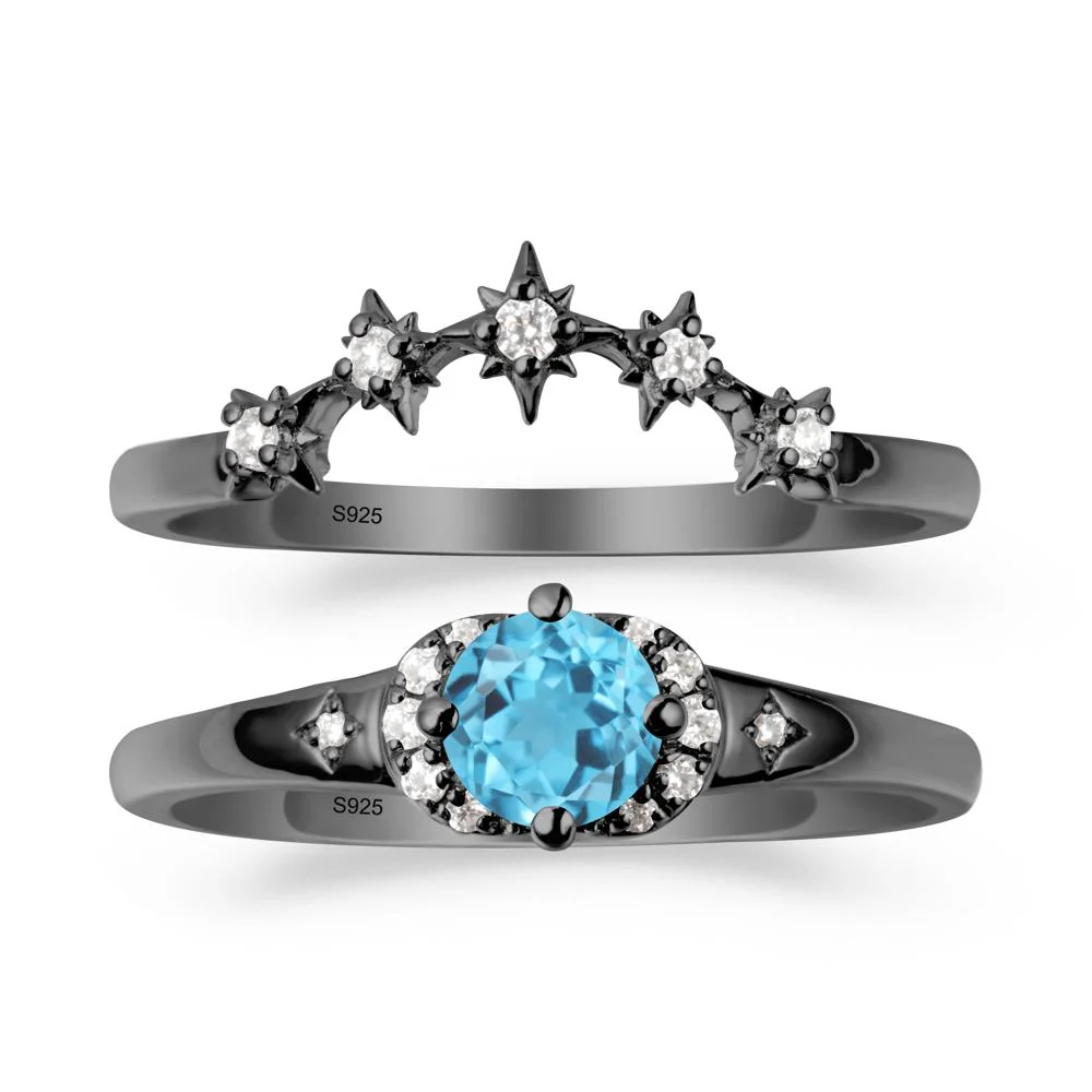 Celestial Round Swiss Blue Topaz Ring Set - Image 7