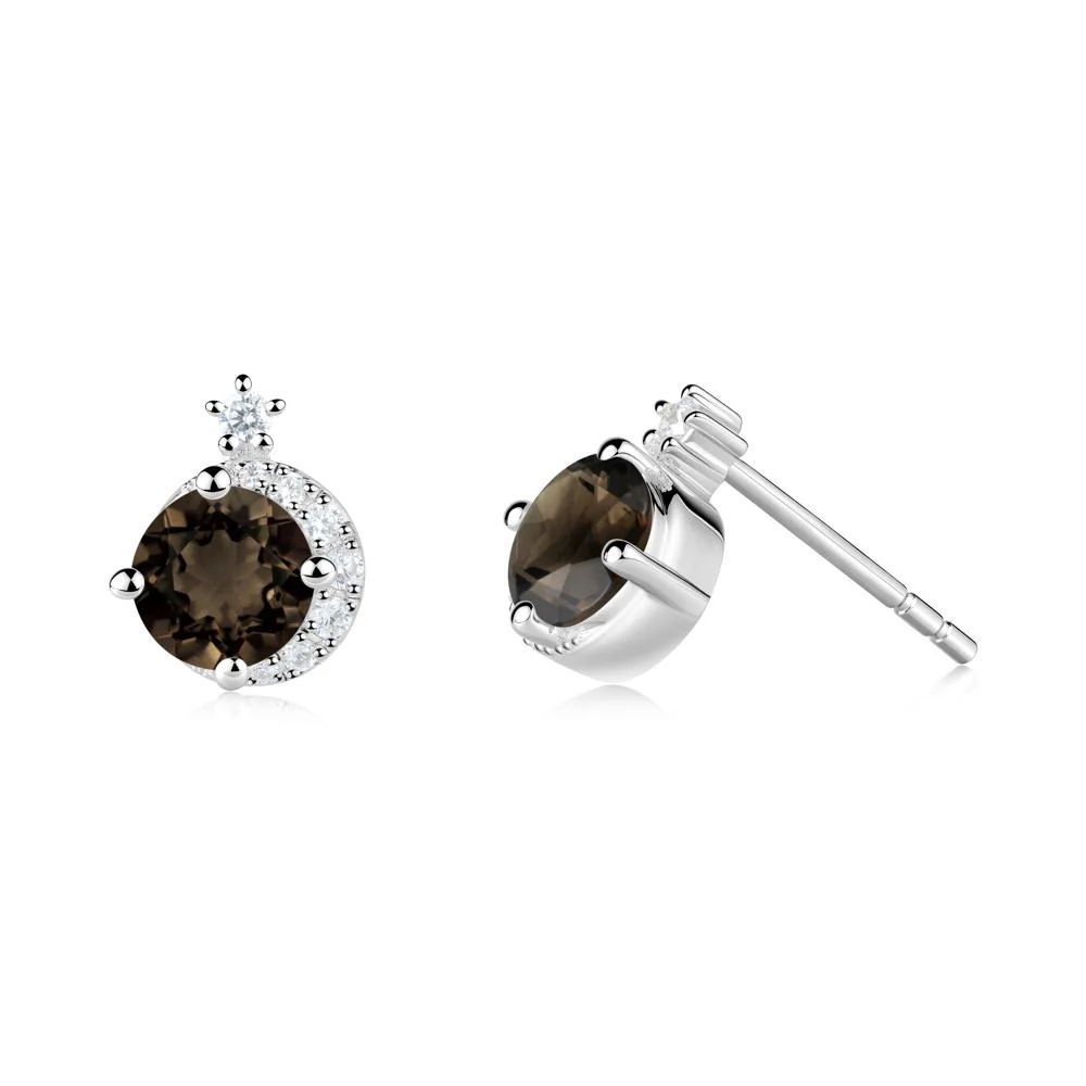 Celestial Smoky Quartz Stud Earrings