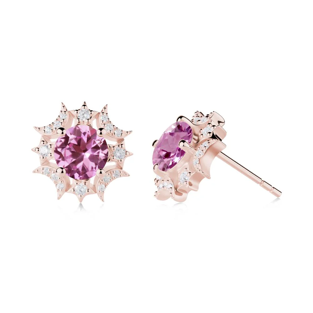 Celestial Star Pink Sapphire Earrings - Image 3