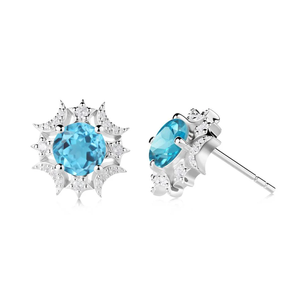 Celestial Star Swiss Blue Topaz Earrings - Image 2